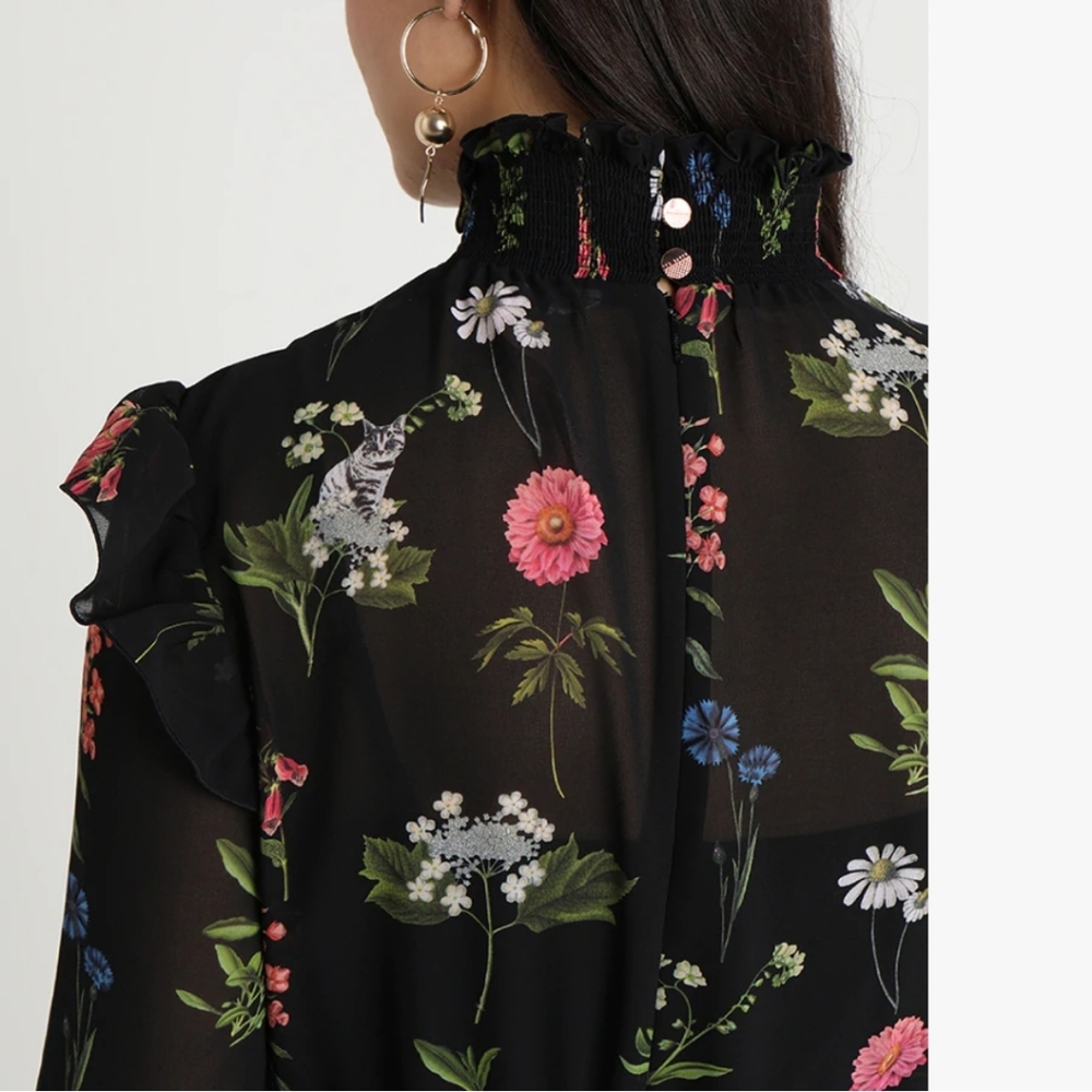🍒NWT🍒 TED BAKER  BOTANICAL MIDI DRESS - Picture 7 of 8